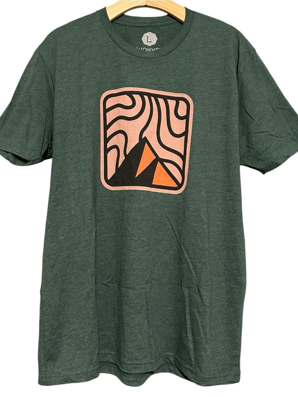 Wohven Men’s Size L Heathered Green Times Almost Up Short Sleeve Tee T-Shirt